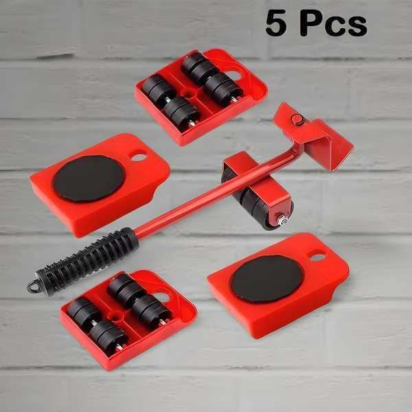 Heavy Duty Furniture Lifter & Mover Tool Set – Easy Lifting & Moving with Wheel Pads (Pack of 5)