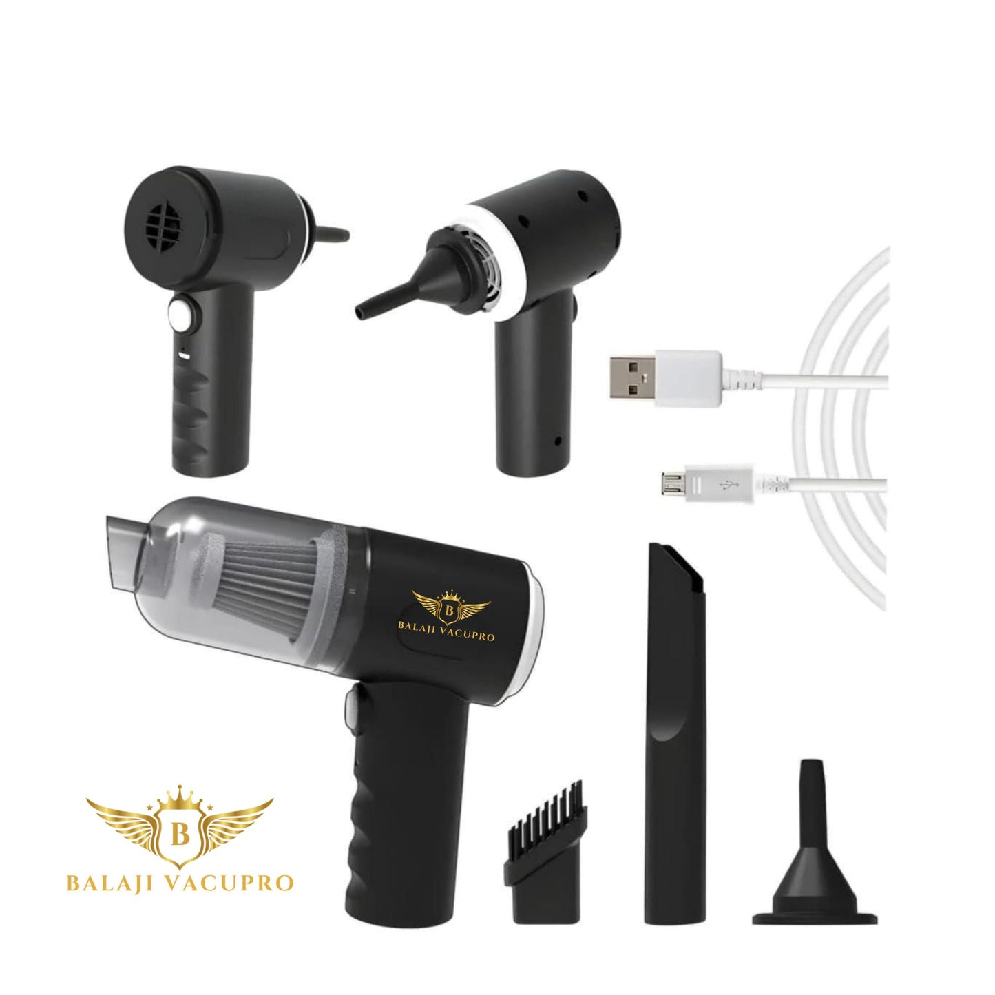 Balaji VacuPro™ Mini 2-in-1 Smart Cleaner for Car & Home